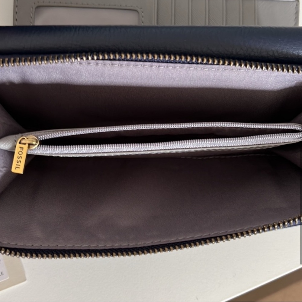 NWT Fossil Dark Blue Crossbody Bag and Wallet Set - Picture 5 of 8